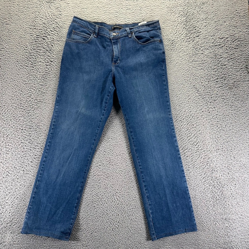 Lee Jeans Women 12 Blue Cotton Denim Straight Workwear Relaxed-Fit Faded Stretch